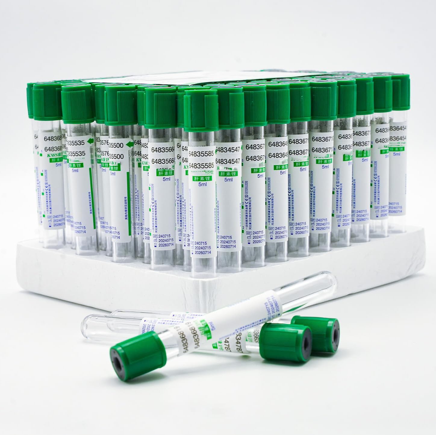 100 Stück Glas-Vakuumröhrchen (3 Ml/5 Ml/10 Ml), Glas-Heparin-Lithium-Blutentnahmeröhrchen Mit Schraubverschluss, Zur Blutprobenentnahme Im Labor,10ML