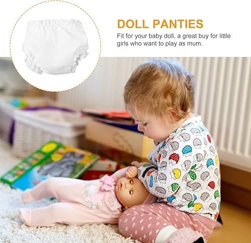 Miniatura 7 de Toyvian Ropa de pañales blancos para muñecas, ropa interior de muñeca para bebé, accesorios para muñecas, juego de ropa interior, juego de ropa