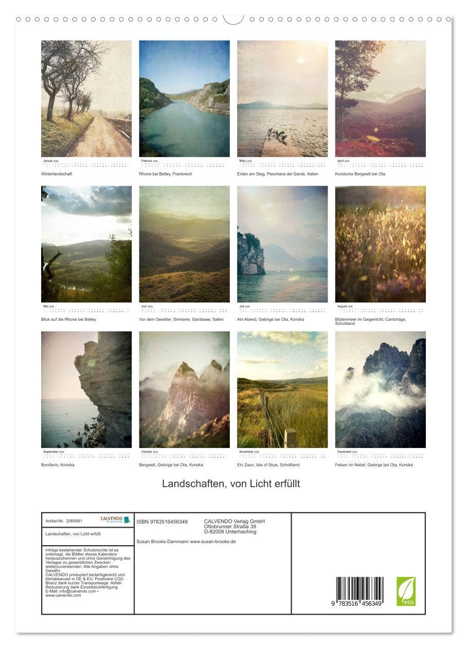 Landschaften, von Licht erfüllt (hochwertiger Premium Wandkalender 2026 DIN A2 hoch), Kunstdruck in Hochglanz: Landschafts- und Sehnsuchtskalender (CALVENDO Orte)