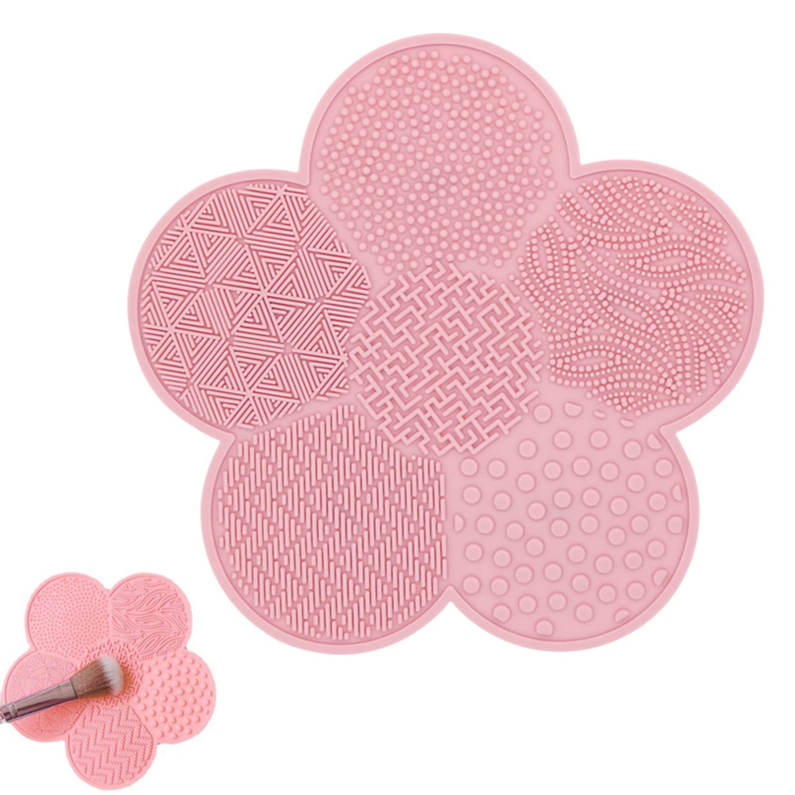 iJiGui Alfombrilla de Limpieza de Brochas de Maquillaje de Silicona, Cepillos Cosméticos Alfombrilla Herramienta de Lavado Portátil Depurador con Ventosa Limpieza de Cepillo Cosmético-Rosa