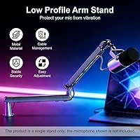 Vista 2 de Aqdocvf Brazo de brazo para micrófono: soporte de brazo de micrófono de metal resistente de bajo perfil con abrazadera de escritorio y gestión