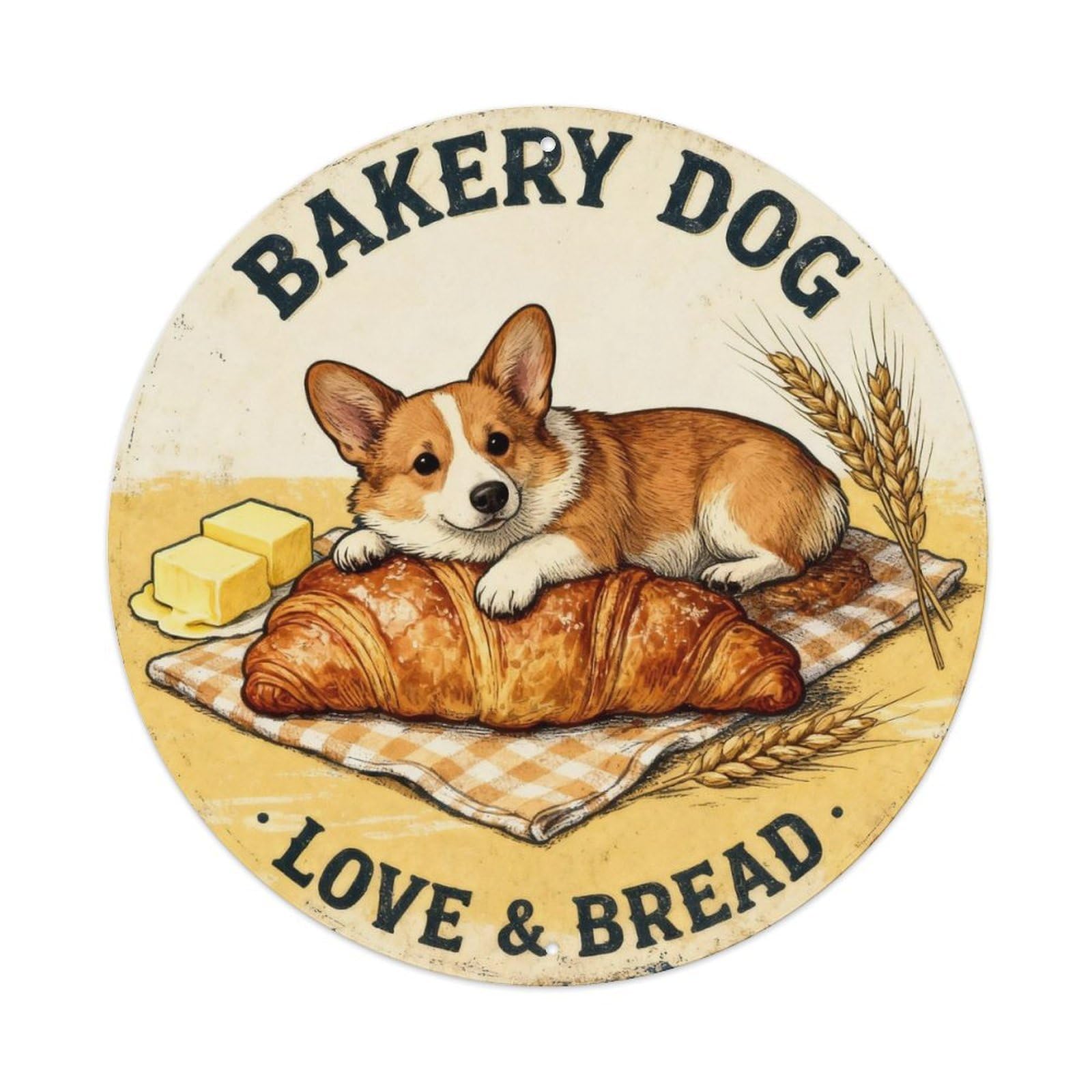 Bakery Cute Corgi Dog Tin Sign Metal Tin Sign Plaque