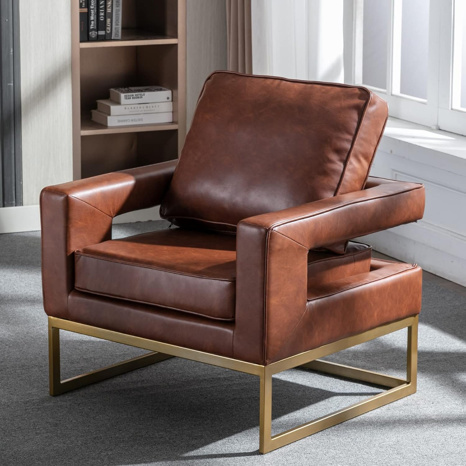 DUOMAY Modern Accent Arm Chair, Contemporary PU Leather Upholstered Armchair Club