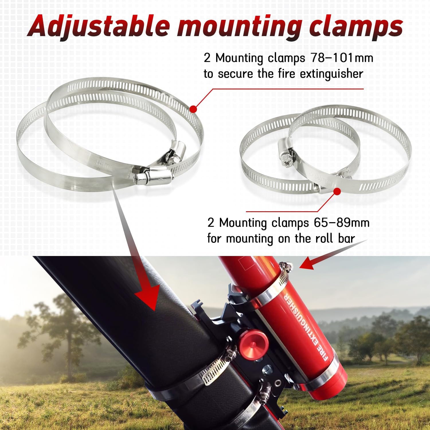 AUFER Universal Quick Release Roll Bar Fire Extinguisher Mount Holder Compatible with for Jeep Wrangler Gladiator Ford Bronco UTV Polaris RZR Can Am ATV,Aluminum