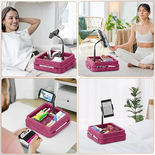 Miniatura 3 de KDD Soporte de almohada para tablet  Soporte de almohada ajustable de 360 para iPad, cama y escritorio, cuello de cisne para tableta con bandeja de