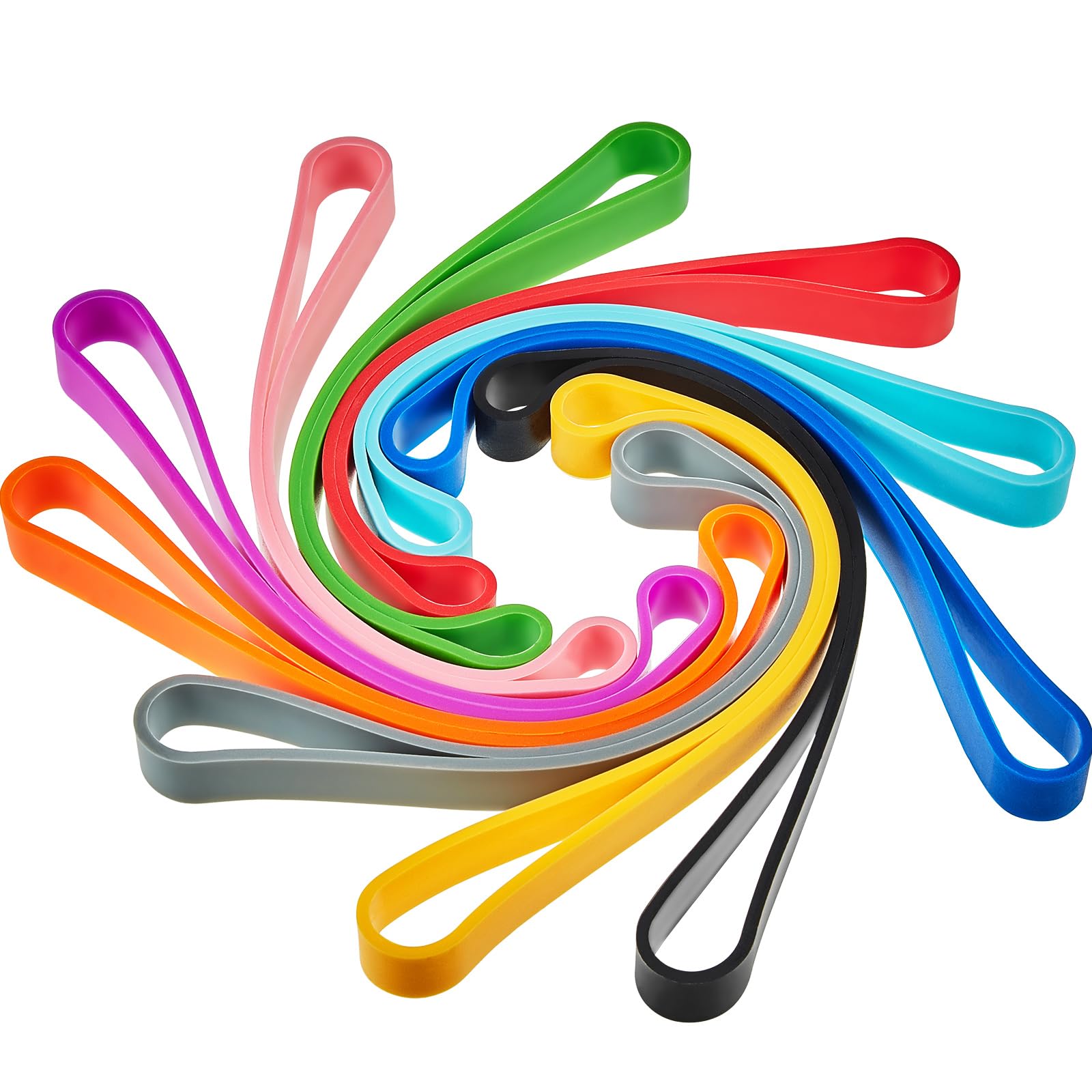 Outus 10 Pcs 7 Inch Extra Large Silicone Rubber Bands Heavy Duty Elastic Wrapping Thick Wide Bands for Office, Notebook, Outdoor Gear, Gift Packing, Organizing Reusable(Rainbow,High Resilience)