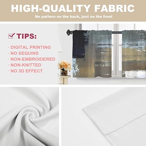 Miniatura 669 de Cenefas de cocina modernas con patrón de cobre marrón dorado para ventanas, cenefas opacas abstractas de marcas de arañazos y cortinas opacas