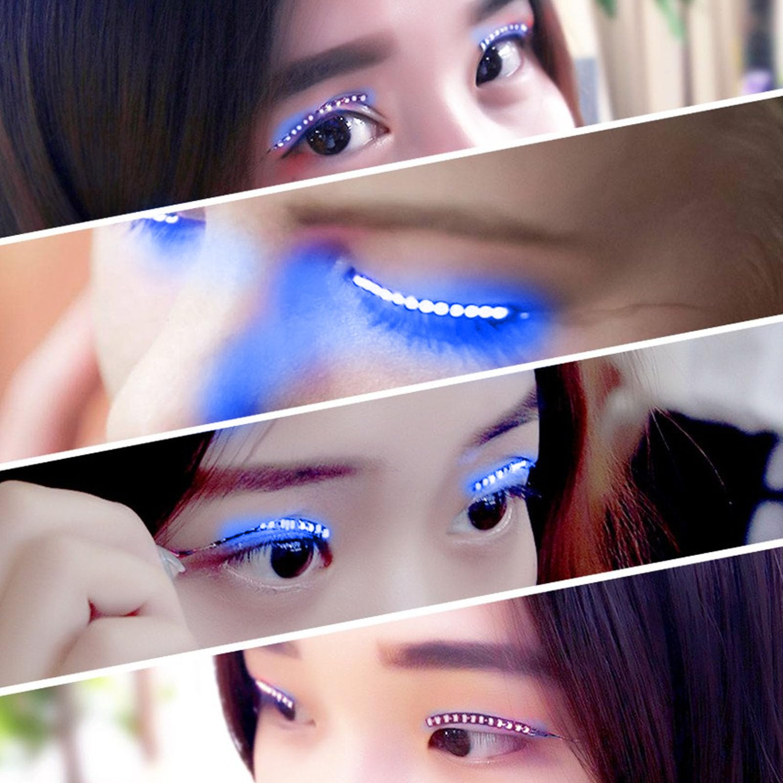 False Eyelashes Light LED Light-Up False Lashes, Lightweight Luminous Eyelashes for Parties & Bars, Blue Glow Eyelashes - Image 2