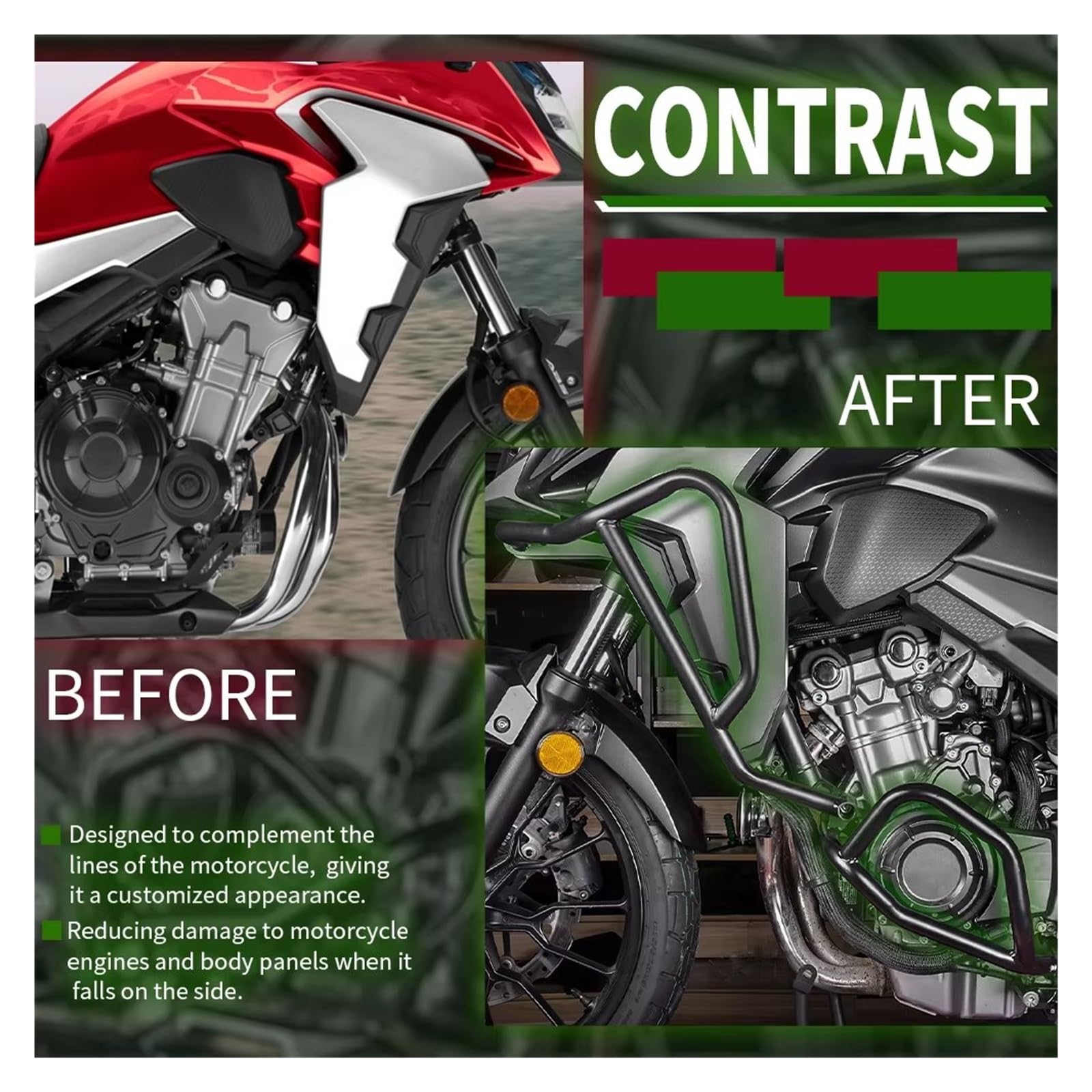Paramotore Tubolare Per CB500X 2020 2021 2022 2024 2023 Barra Protezione Motore Protezione Paraurti Telaio Carenatura Protezione Autostrada Motorcycle motore Paraurti(Upper)