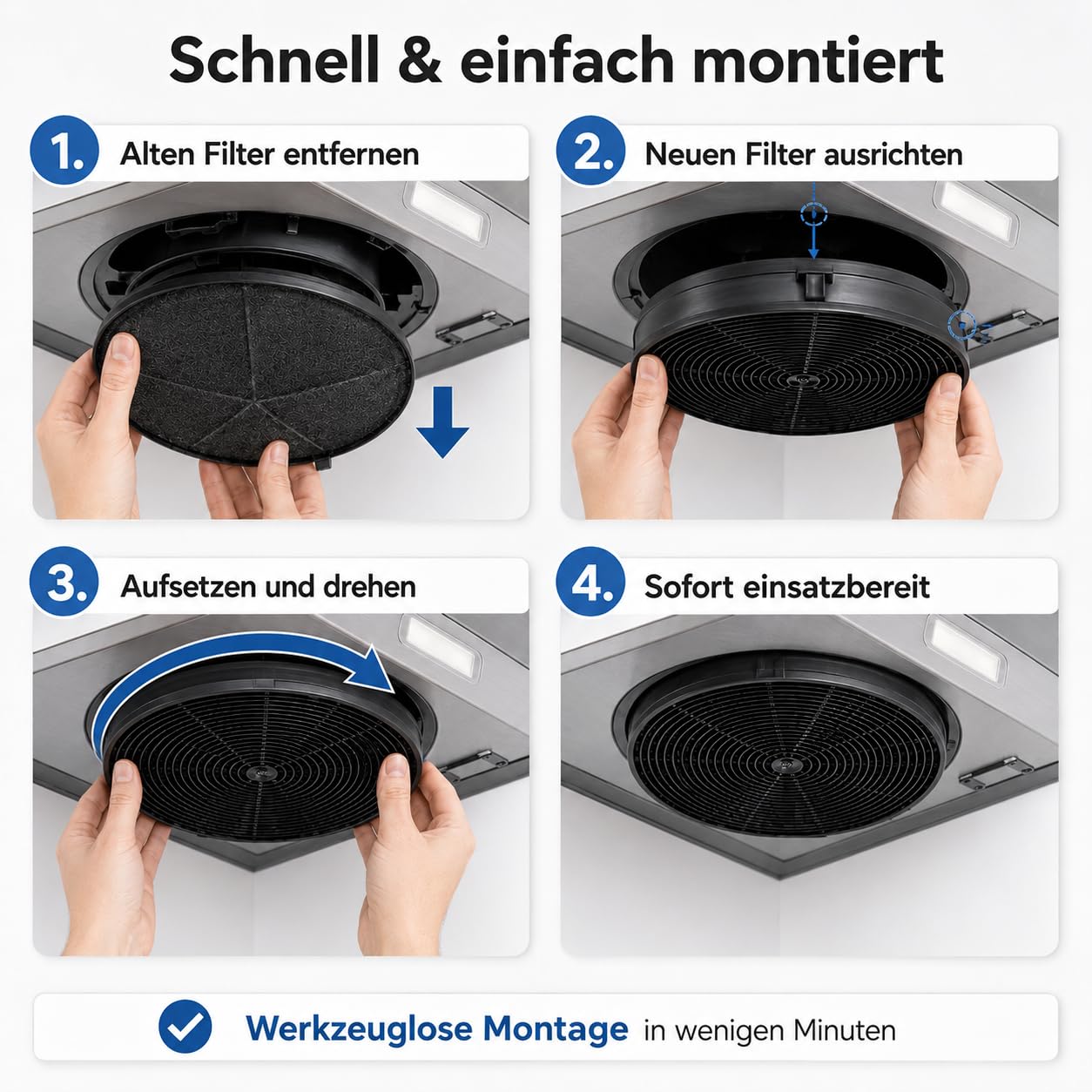 4er KF573 Aktivkohlefilter,Dunstabzugshaube Filter,Aktivkohlefilter Dunstabzugshaube,Kompatibel mit Bomann DU 7600, DU 7601, DU 7607, DU 7609, DU 7611