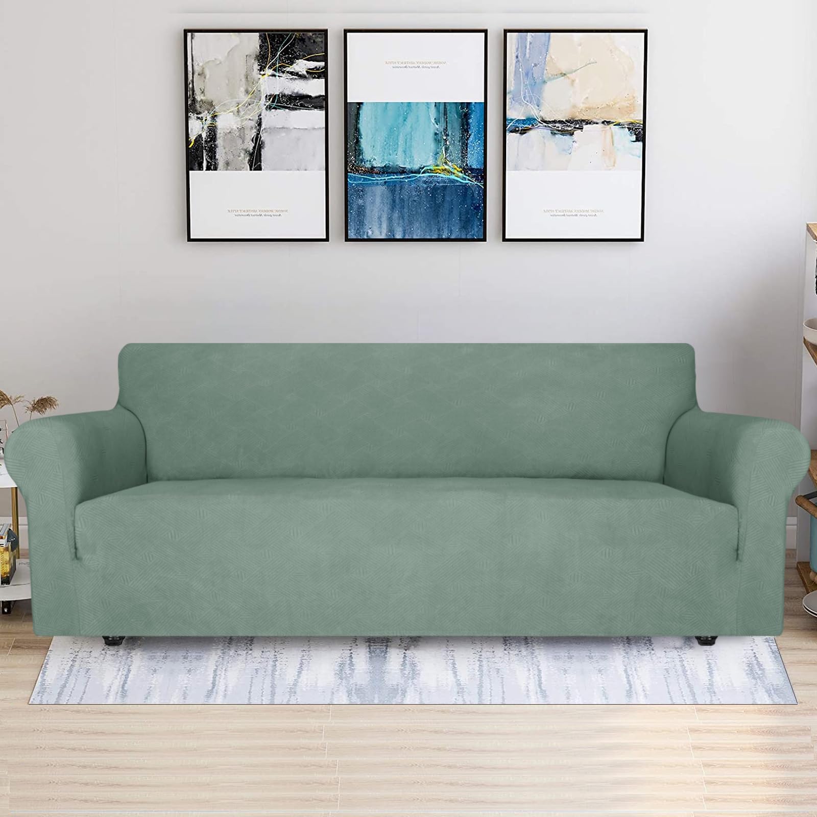 Ystyle Copridivano 4 Posti Con Braccioli, Copri Divano Antigraffio Gatto, Copridivani Elasticizzato, Pesante Inverno Copri Divani, Fodera Divano Antimacchia Lavabile Antiscivolo, Verde Chiaro