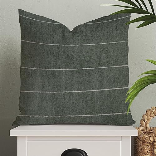 ArogGeld Funda de almohada vintage verde con decoración de granja, cojín cuadrado de lino, funda de almohada rústica con cremallera para el hogar,