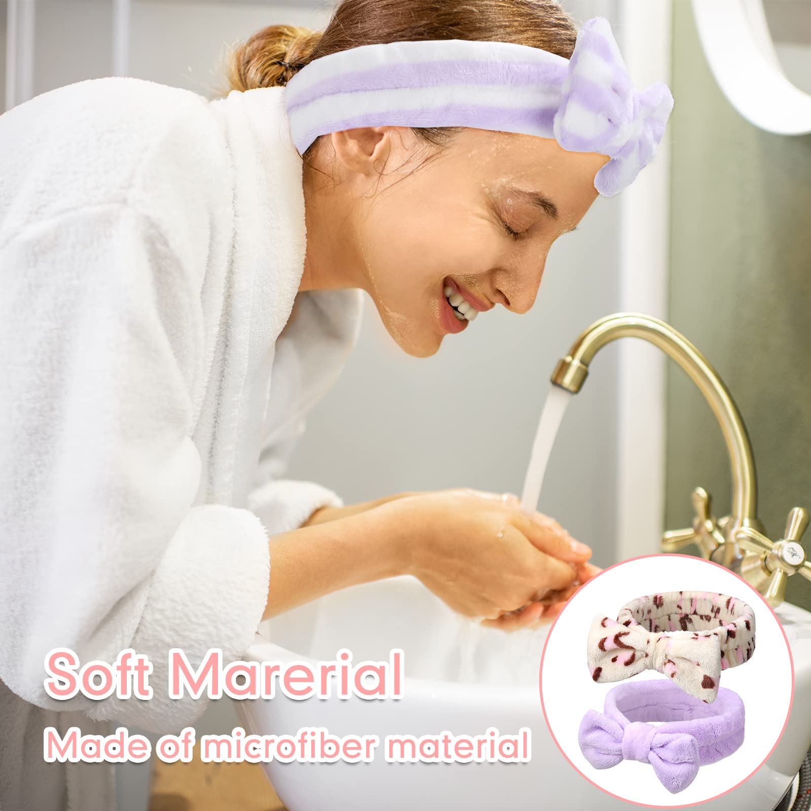 Giegxin 48 fasce per capelli con fiocco, fascia per capelli per il trucco del viso e per il trucco del viso e della peluche, per donne che lavano il viso, la pulizia della doccia, 24 stili
