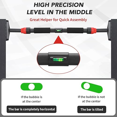 Miniatura 8 de Barra de dominadas para puerta, barra de barbilla para entrenamiento de fuerza, no requiere tornillos, barra de dominadas portátil para