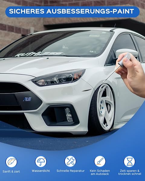 UM Agate Penna per ritocco nero metallizzato compatibile con Ford Corrispondenza esatta di scheggiature e graffi - 5
