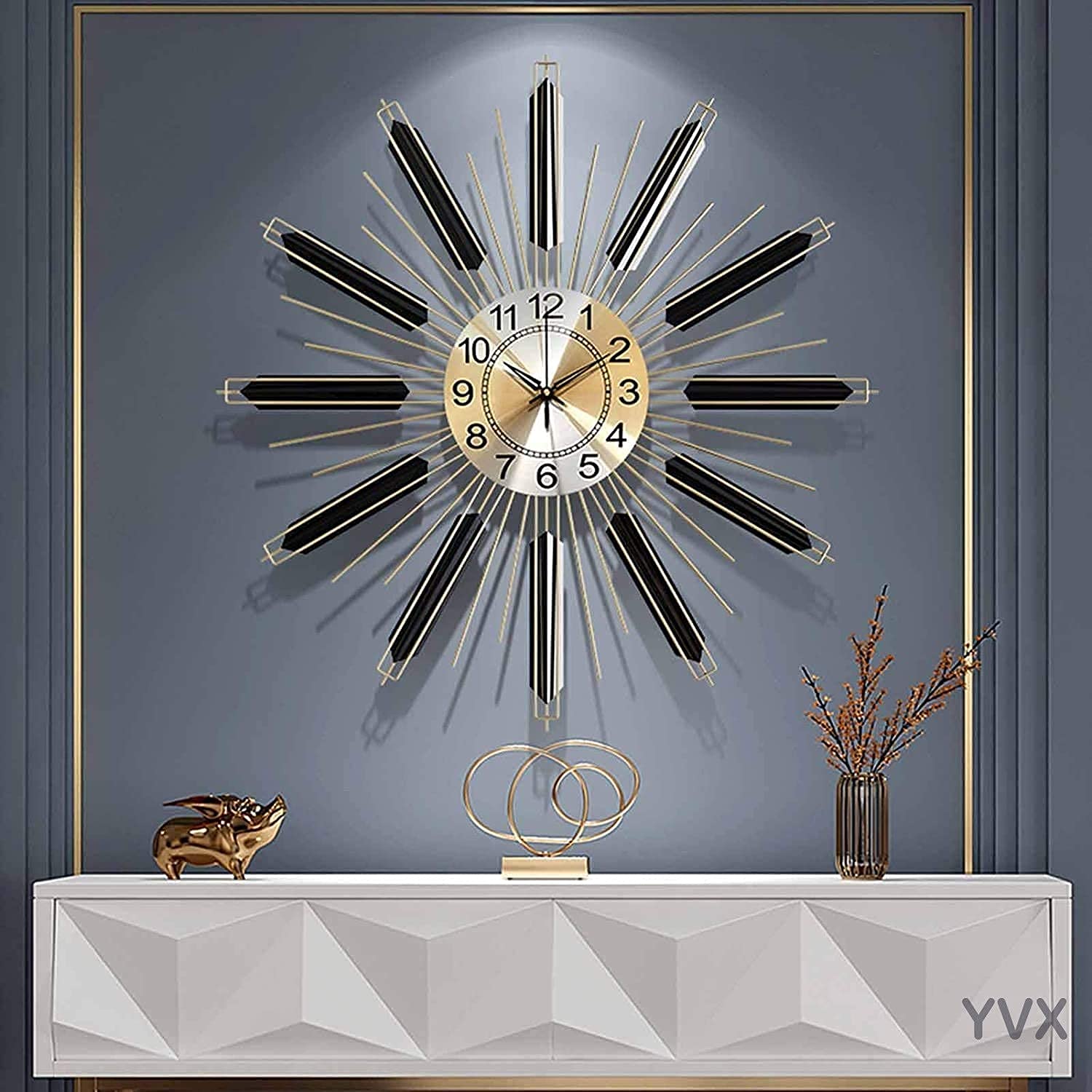 Horloge Murale 3D en Métal pour Salon, Cuisine, Bureau Et École - Décoration Artistique À Quartz Silencieux, Design Moderne, sans Tic-Tac, Décoration Élégante pour La Mai,
