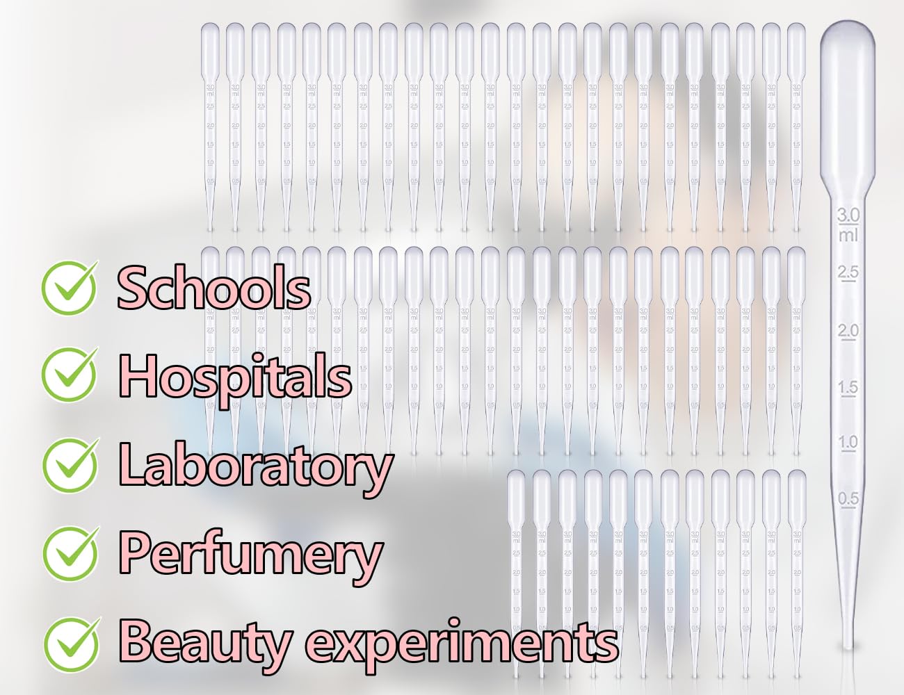 Pipette in plastica KAPSING da 3 ml con scala trasparente - Confezione da 120