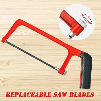 Tomtary hacksaw, Professional Small Metal Cutting Saw with Adjustable Angle, Heavy Duty Mini Hacksaw, 10 Exchangeable Blades for Cutting Plastic, PVC Pipe, Tile, Metal