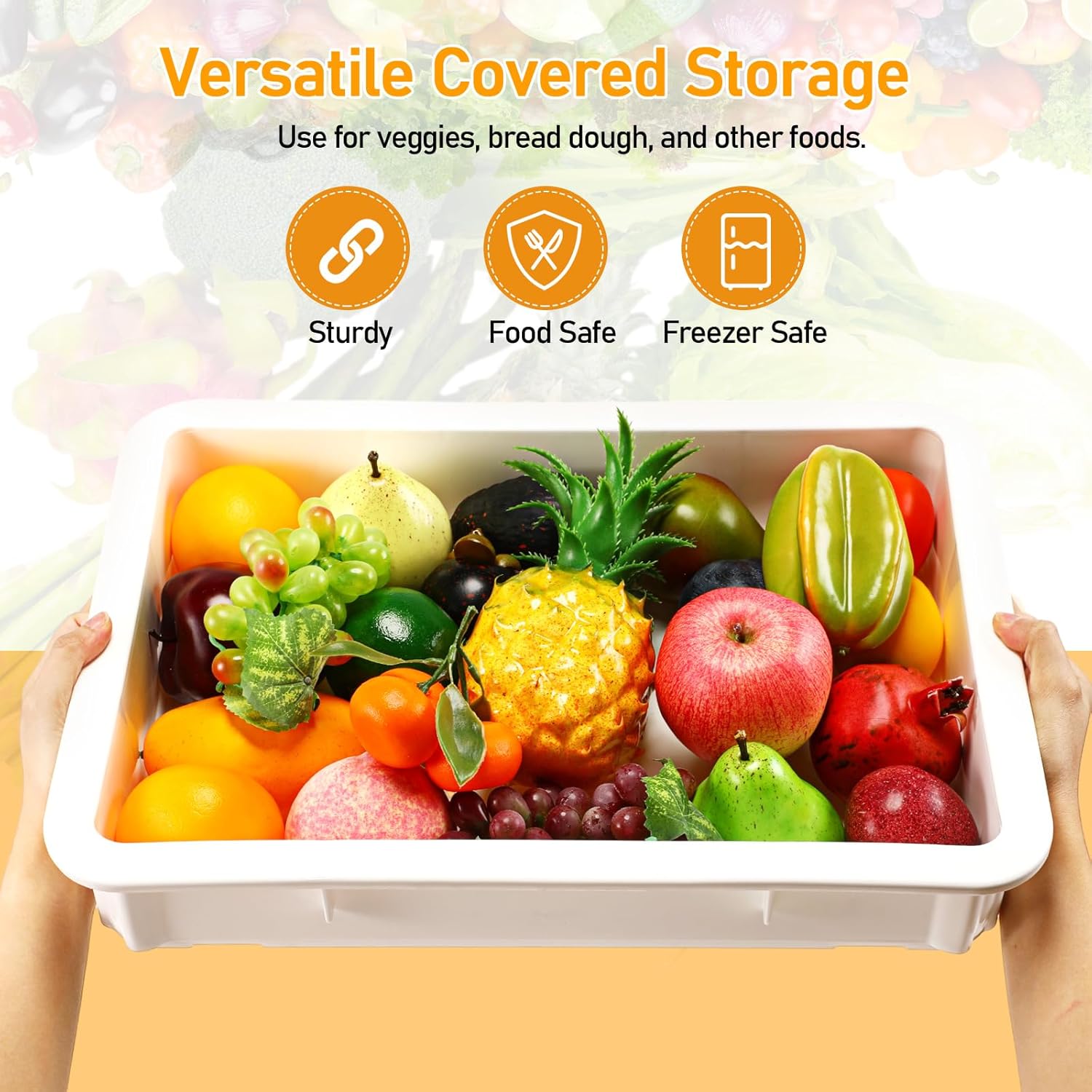 Suzile 4 Pcs Pizza Dough Proofing Box Plastic Stackable Trays with Covers Food Storage Containers, 17.83'' x 12.8'' x 3.23'', 4 Trays with 1 Cover