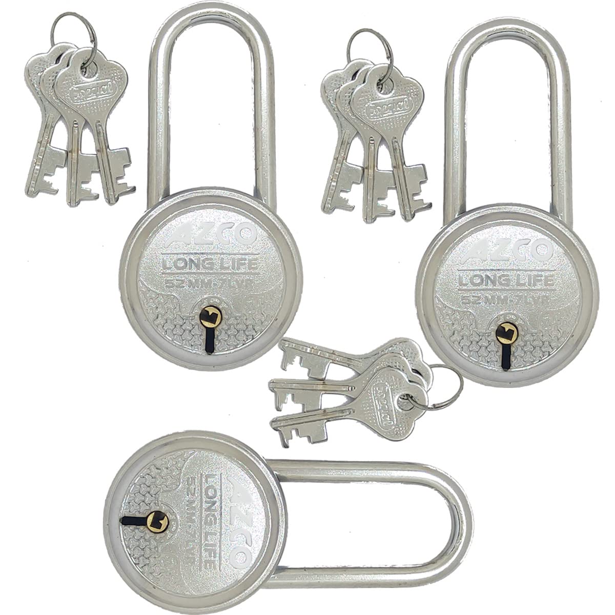 Azco Locks, Padlocks, Long Shakle Door Locks 52 MM - 7 Levers, Double Locking-Silver, Iron Padlocks Pack of 3 (Combo Offer) (B0B1YGQBP3) Amazon Price History, Amazon Price Tracker