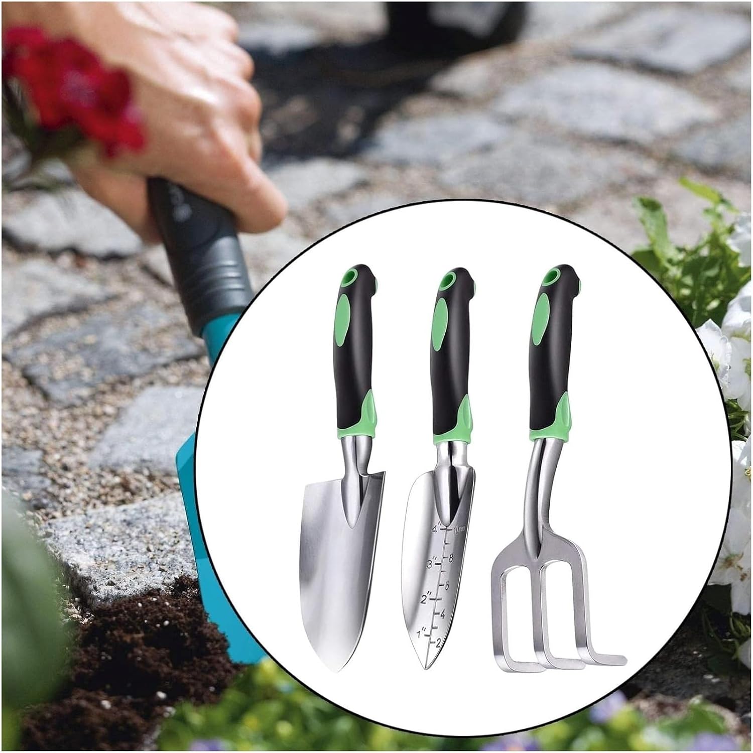 Garden Shovel,Garden Trowel, Aluminum Alloy Garden Shovel Fork Skid Hand Tools for Garden Work ing Digging Loosening Soil (Color : E)