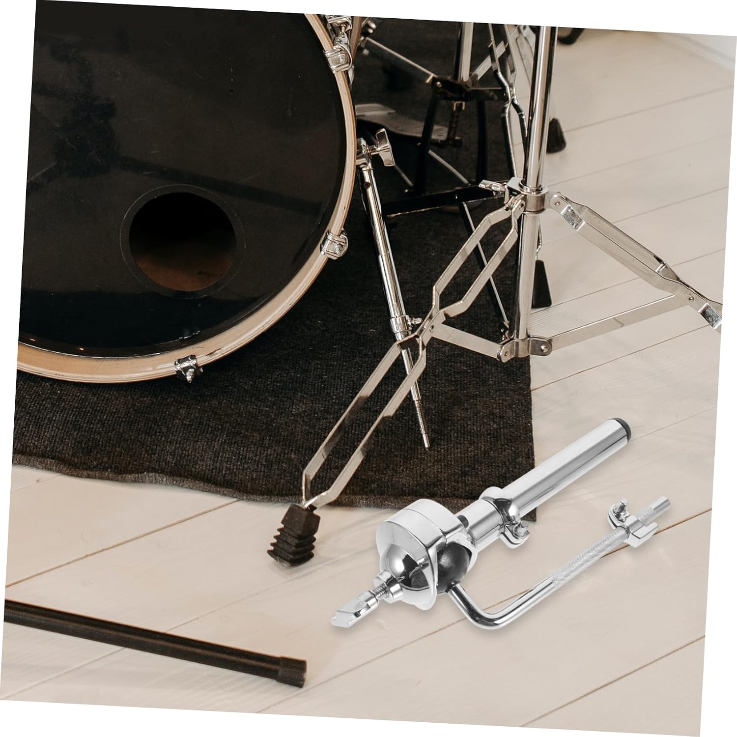 Mikinona Single Arm Tom Stand for Bass Drum Accessory Drum Kit Holder Bracket Musical Percussion