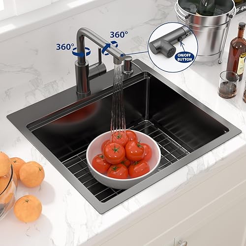 Miniatura 324 de Sarlai Fregadero de barra de 21 gotas de acero inoxidable - Fregadero de cocina de 21 x 20 pulgadas, estación de trabajo de montaje superior, acero