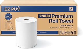 EZbrnd EZ-Pull Premium 2ply+ Hand Towel Roll Paper, White, 6 Rolls x 600ft, Universal 8.0
