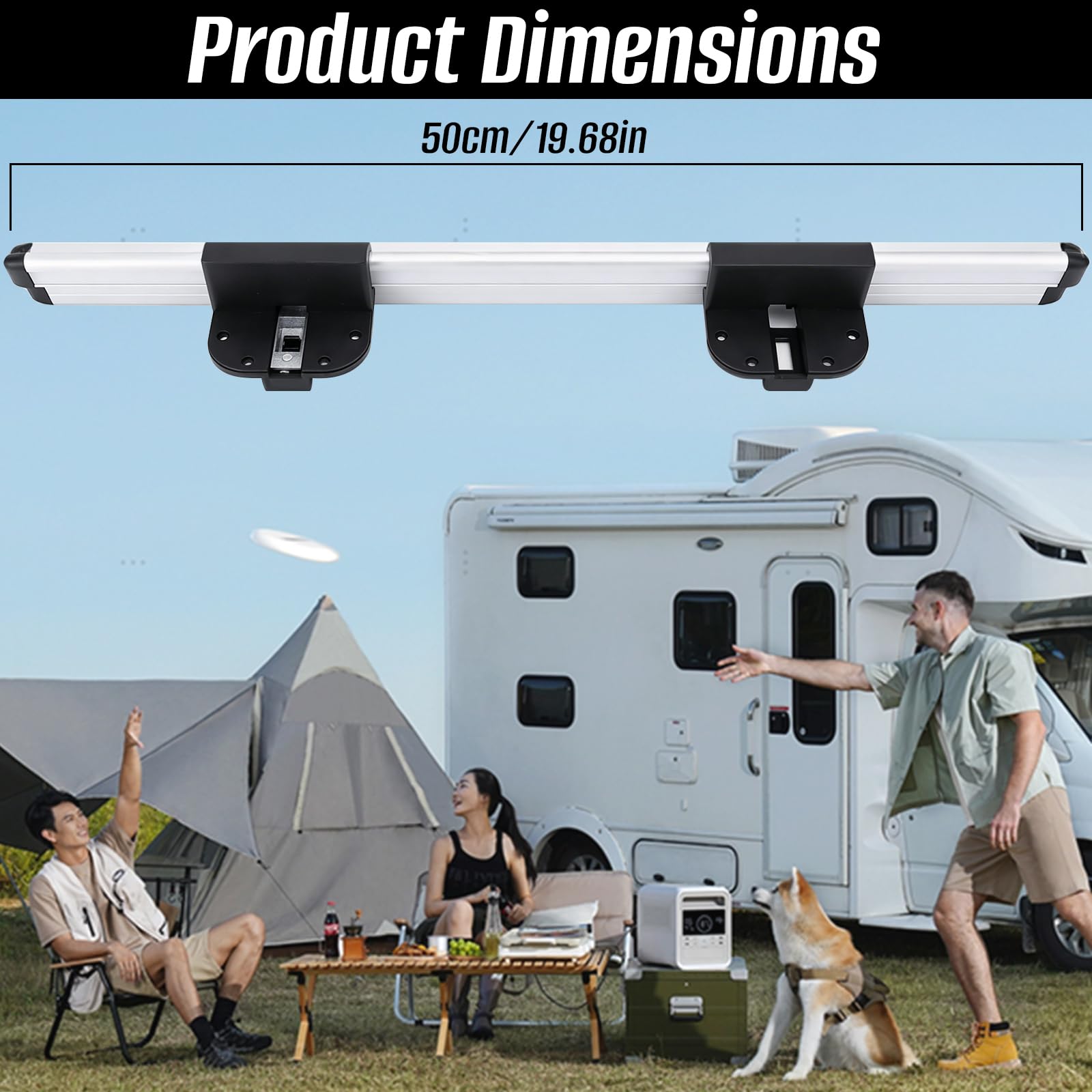 Pata de Mesa Plegable RV y Riel Deslizante, Pata Mesa Camper Plegable de Aluminio con Barra Colgante de 50cm y Clip Soporte De Base De Mesa para Autocaravana Yate Caravana