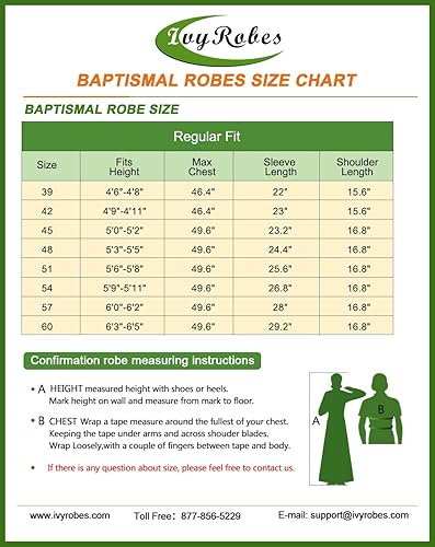 Miniatura 7 de IvyRobes Bata bautismal mate unisex con dobladillo pesado, paloma bordada con rama de olivo, Verde -Oliva