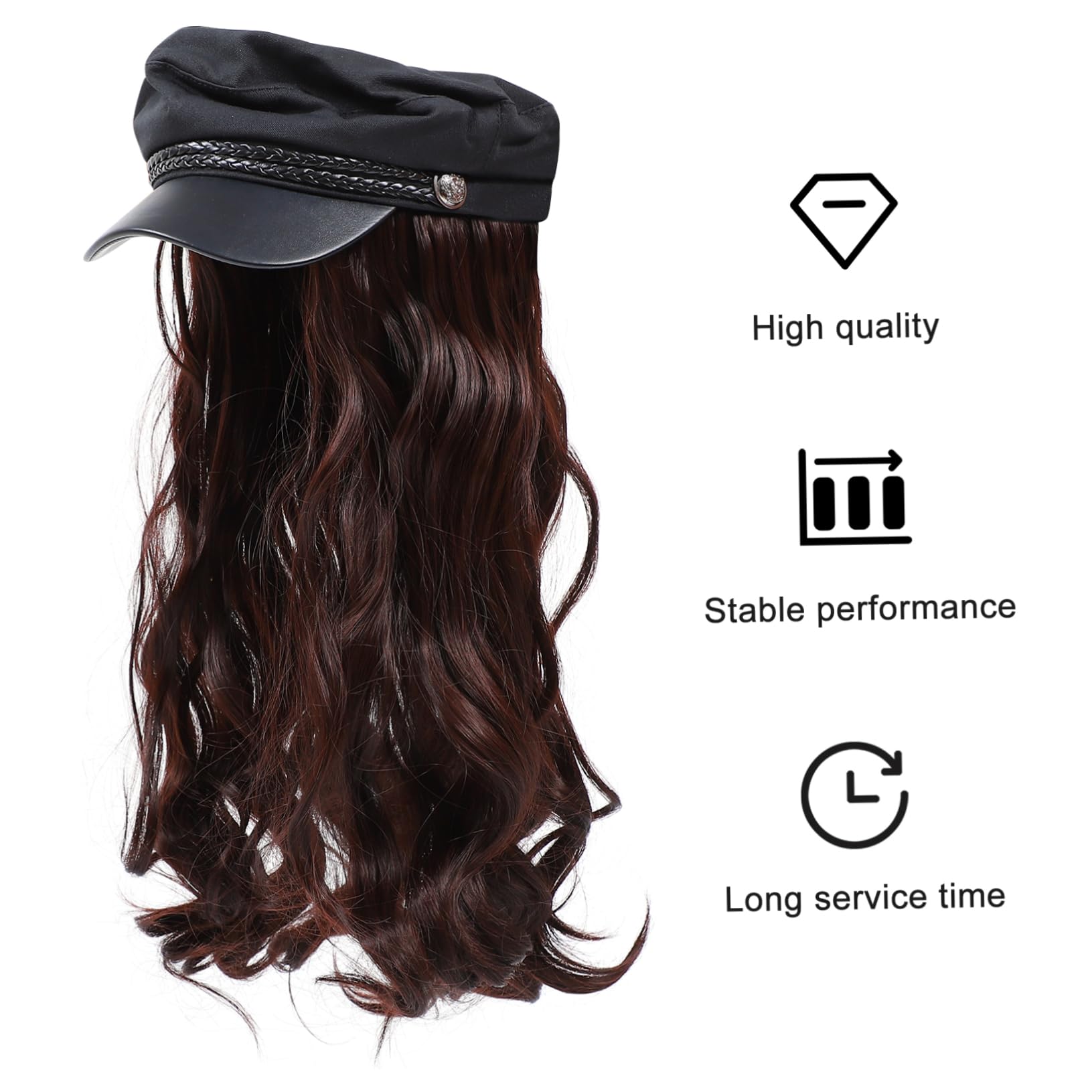 Red Peluca para Mujer Pieza, Cabello Rizado de Seda de Alta Temperatura, Estilo Elegante y Decorativo para Fiestas Temáticas y Conciertos