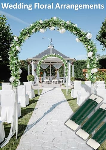 Miniatura 6 de Alambre floral verde, paquete de 3, 118 yardas, alambre flexible de paleta de calibre 22 para manualidades, coronas de Navidad, árbol, guirnalda y