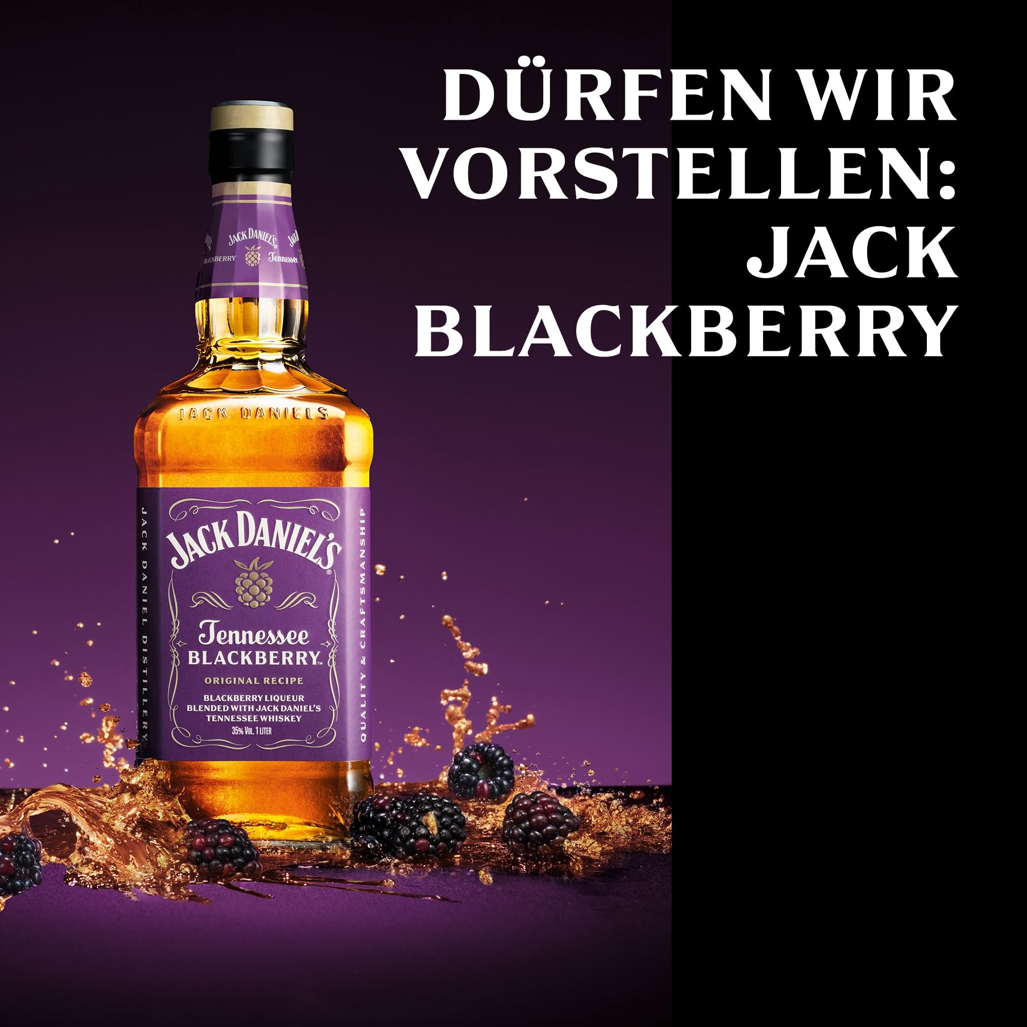Jack Daniel's Tennessee Blackberry - Tennesee Whiskey - Geschenkempfehlung - Kräftige Brombeere trifft cremige Vanille und feine Eiche - 0.7L/35% Vol.