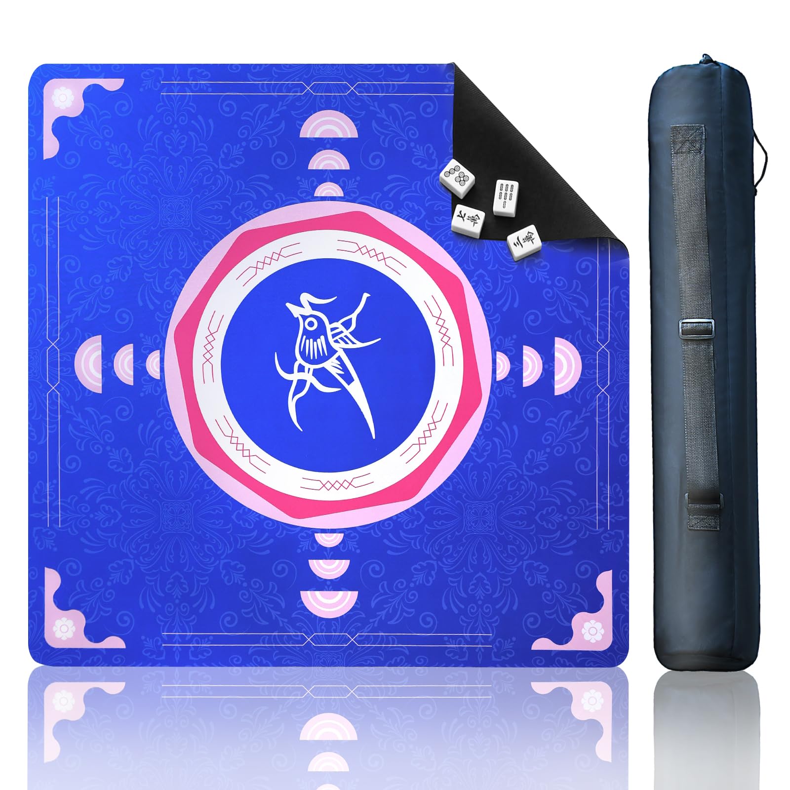 ZIRUU Square Mahjong Mat Table Board Anti-slip Desktop Cushion Card Game Pad for Mahjong Accessories, Retro, Dice Table Cloth, Tile Games Mat in Blue