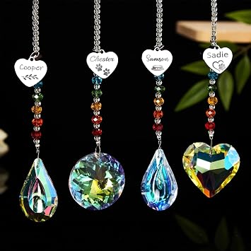 Personalized Rainbow Bridge Pet Memorial Gift Engravable Pet Suncatcher for Cats, Dogs, Car or Window Tribute