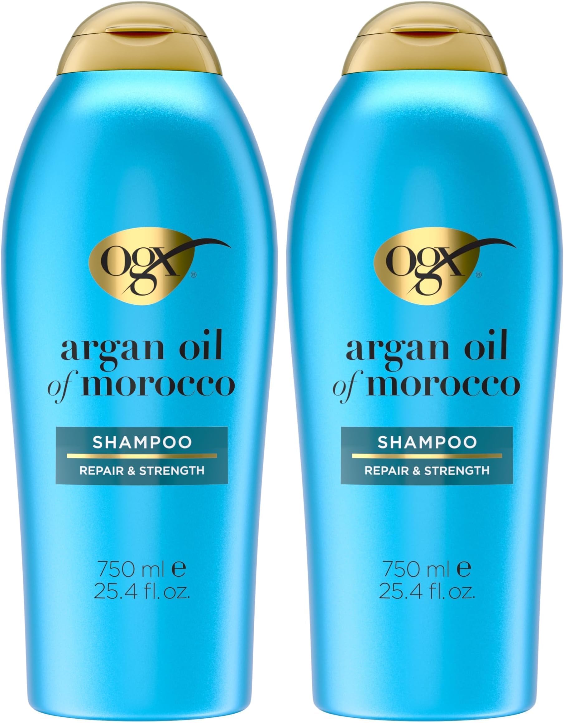 Renewing + Argan Oil of Morocco Shampoo, Damage Repair Shampoo & Argan Oil to Help Strengthen & Repair Dry, Damaged Hair, Paraben-Free, Sulfate-Free Surfactants, 25.4 fl. oz (Pack of 2)