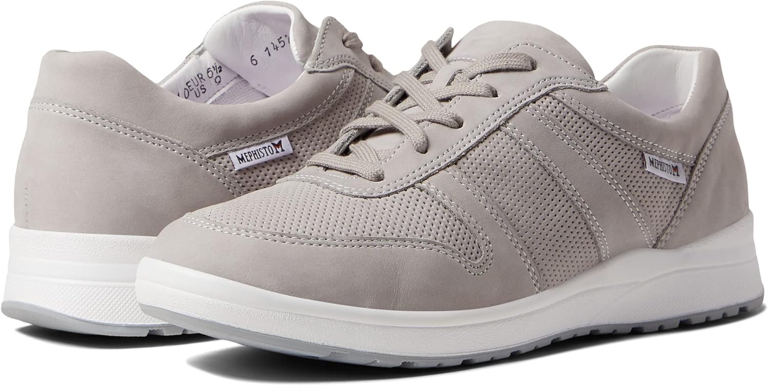 Mephisto Women's Rebeca Perf Sneaker, Light Grey Bucksoft, 8.5