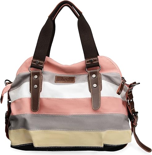 Miniatura 8 de Canvas Handbag SNUG STAR Multi-Color Striped Lattice Cross Body Shoulder Purse Bag Tote-Handbag for Women
