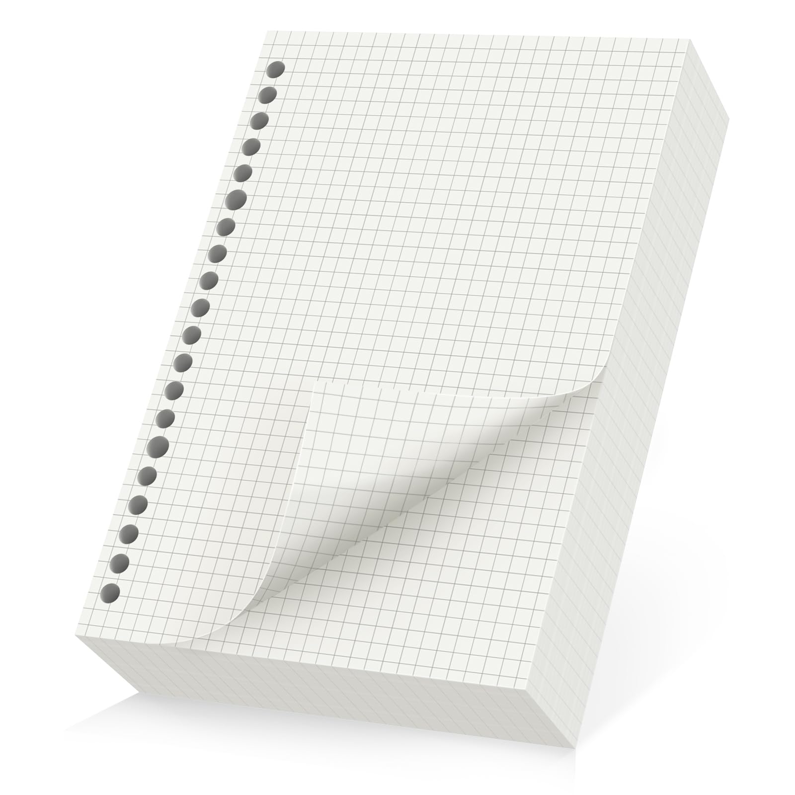 Yarotm A5 Squared Paper Refill - 180 Sheets 100GSM Thick Graph Loose Leaf 8.3x5.6 Inch - 20 Hole Punched Refillable Grid Pages for A5 Ring Binder Notebook Pad, Journal