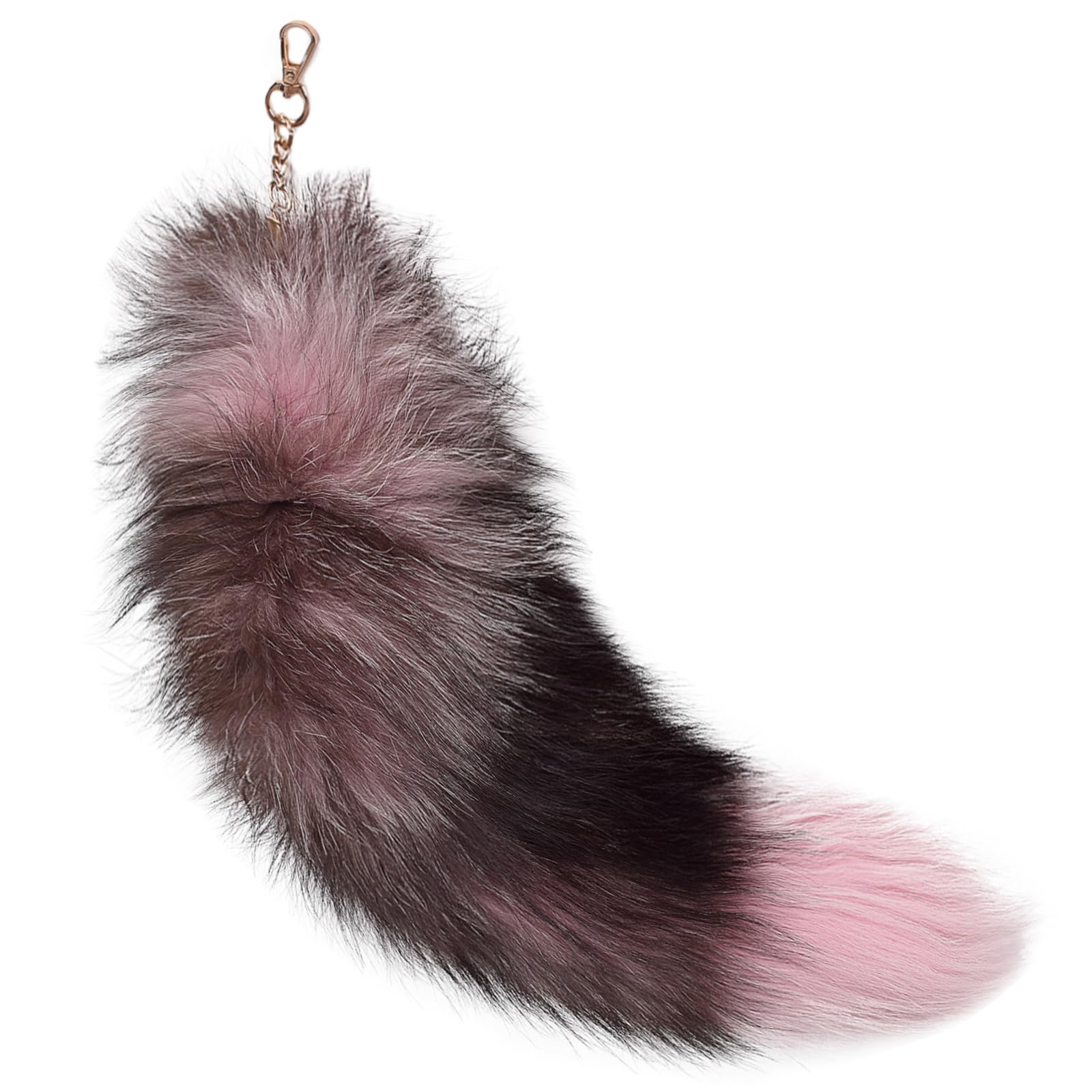 Fluffy Real Fox Fur faux Tail Keychain Tassel Bag Cosplay toy Handbag Accessory hook Pendant,Pink Fox