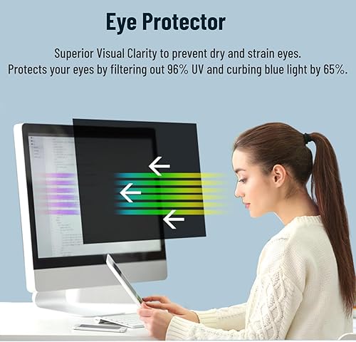 Miniatura 4 de Filtro de pantalla de computadora, 27 pulgadas para monitor de pantalla ancha 16:9, pantalla privada para PC, anti azul y deslumbramiento, película