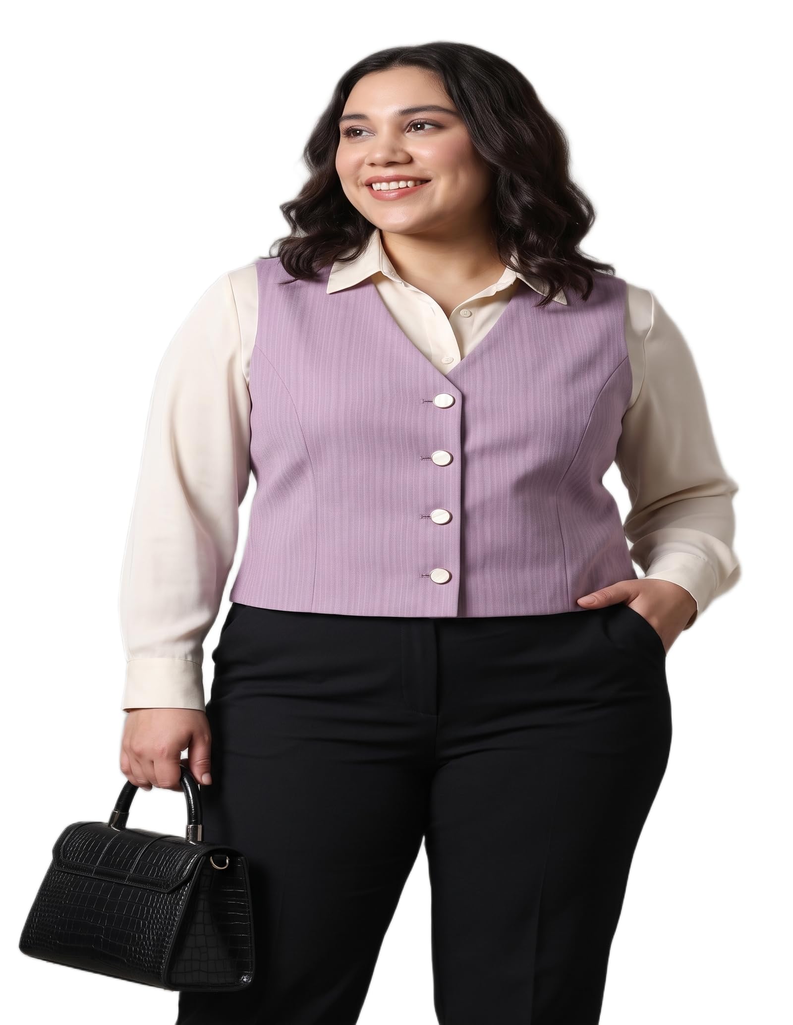 perfect productions Women's Office Wear Lavender Waistcoat Regular Fit Formal Vest-picture-38