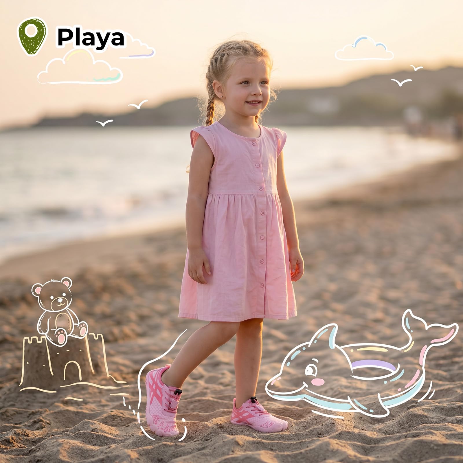 SAGUARO Zapatos de Agua Barefoot para Niños, Escarpines Acuáticos con Puntera Ancha y Secado Rápido para Verano y Actividades Acuáticas, Gr.25-36