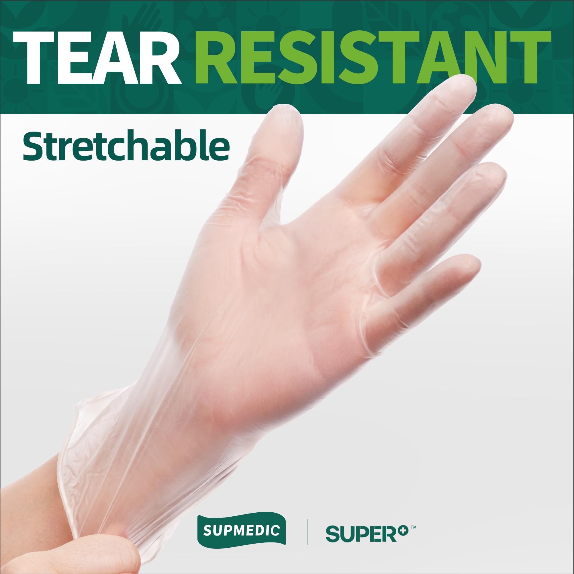 Supmedic Lot de 1 000 gants d'examen jetables en vinyle transparent, sans poudre et sans latex, de qualité alimentaire, 1 000 pièces (XL)