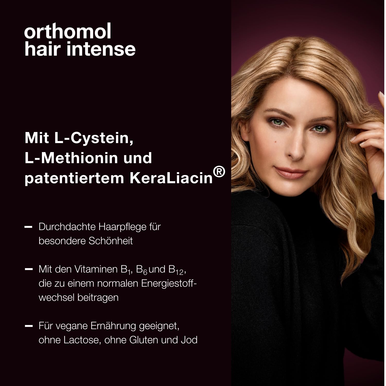 Orthomol Hair Intense - Mikronährstoffe für schönes Haar - mit Biotin, Kupfer und Zink, 90 pzas Porciones diarias