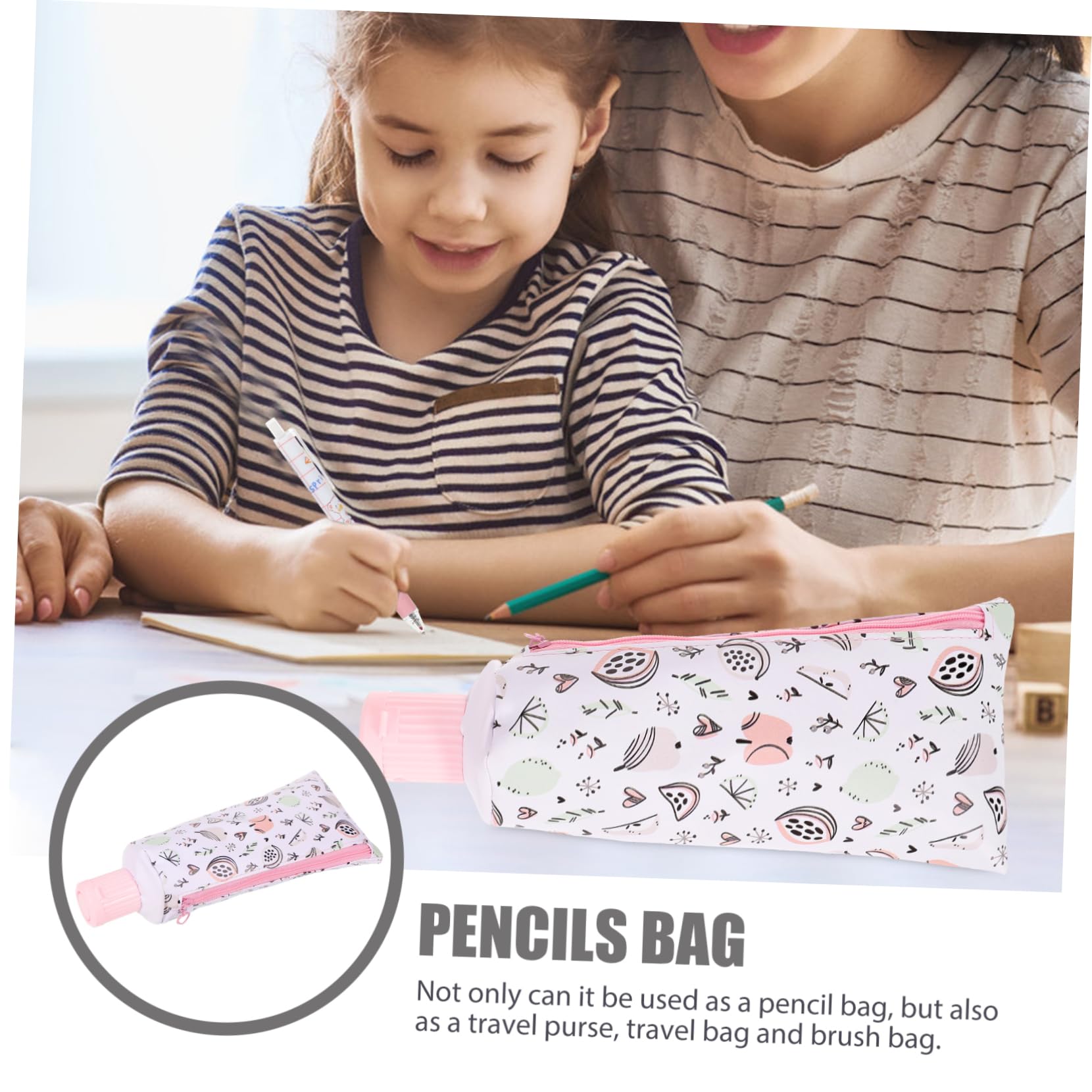 Angoily Trousse à Crayons Réutilisable Petite Trousse Forme de Dentifrice Sac de Rangement Pratique pour Stylos et Fournitures Scolaires
