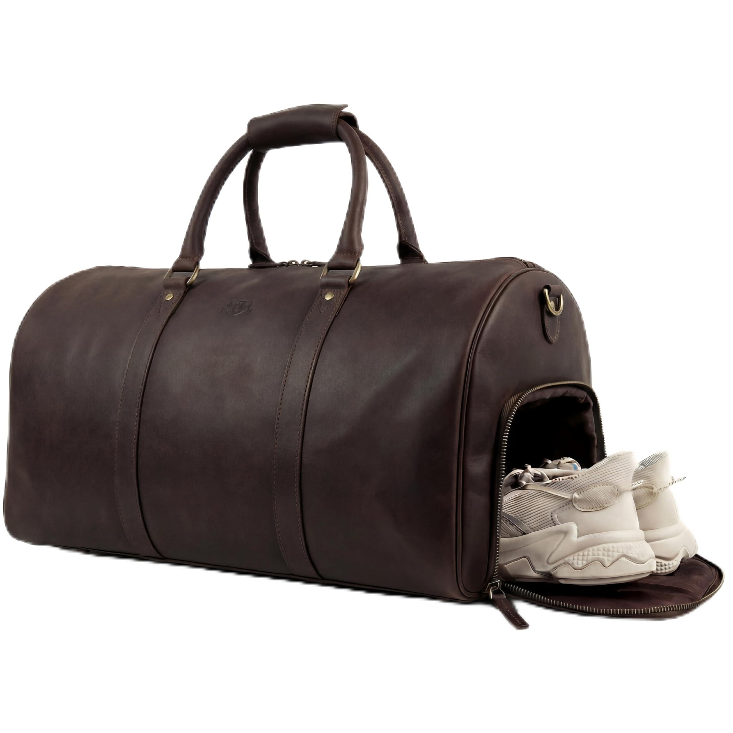 SID & VAIN große Weekender echt Leder - Sporttasche Hank 55 cm XL - Reisetasche Handgepäck Herrentasche mit Schultergurt - Ledertasche Herren braun handgefertigt