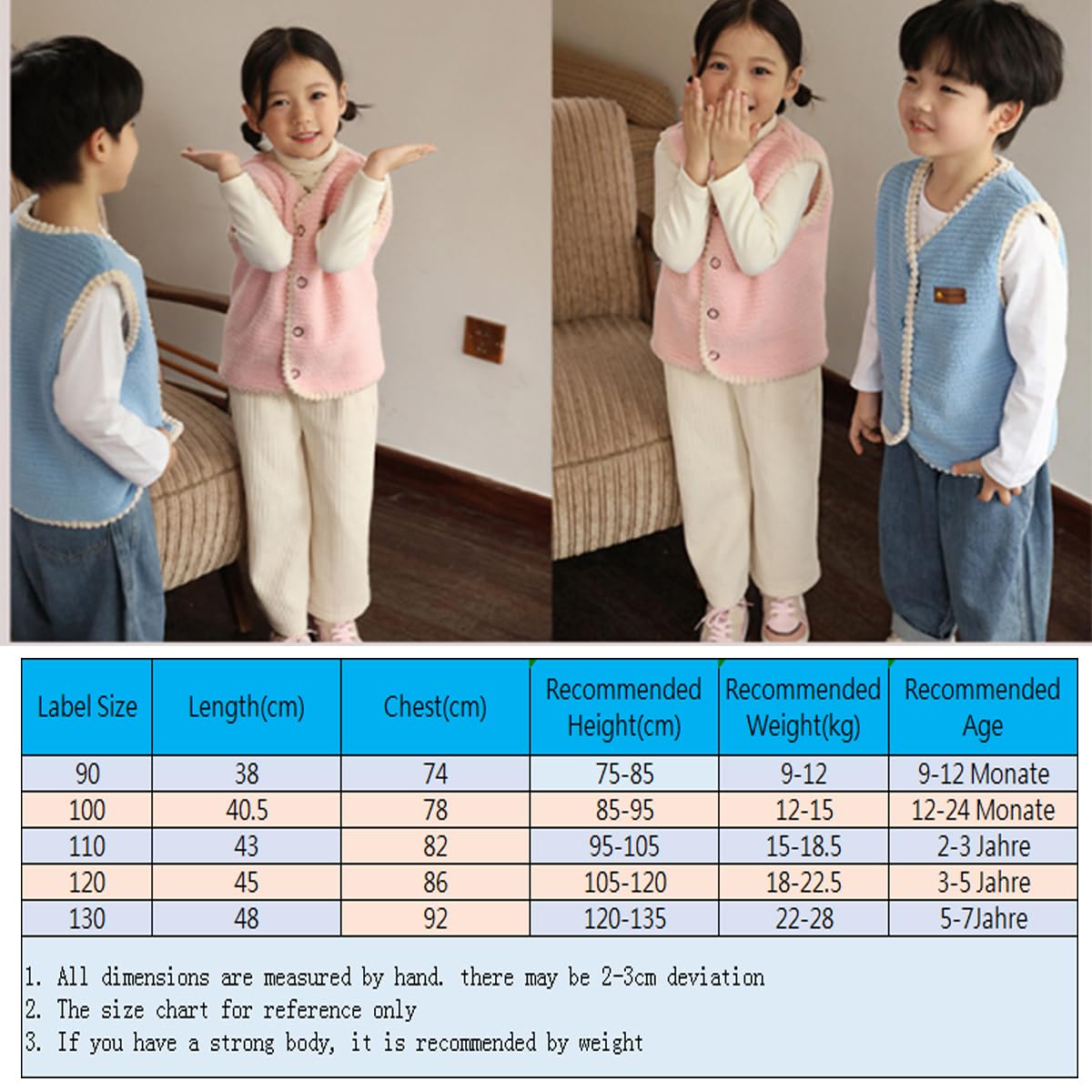 2 Pièces Gilets Matelassé pour Bébé Filles Garçons 9/12/24 mois Manteau Veste sans Manches en Polaire pour Printemps Automne Gilet Chaud Enfant Waistcoat Vêtement Cadeau 2 3 4 5 7Ans