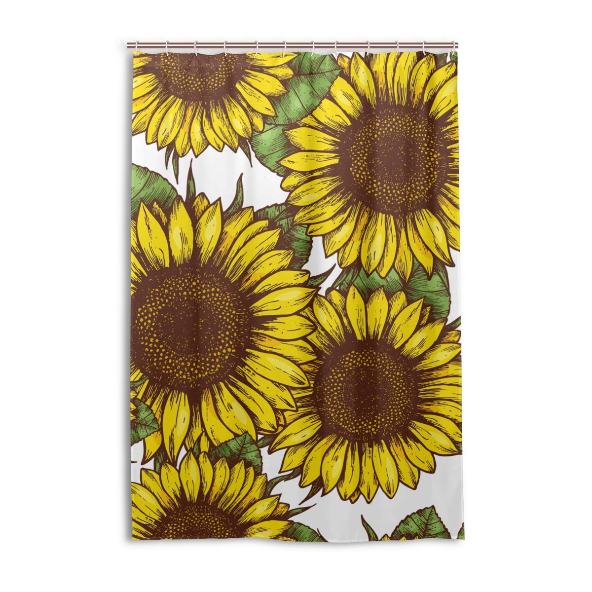 Amazon シャワーカーテン 防水 防カビ 加工 浴室 カーテン 風呂カーテン ひまわり 向日葵 絵 おしゃれ かわいい 防水 間仕切り 遮像 目隠し用 リング付属 取り付け簡単 1 180cm 北欧 Mskyoo シャワーカーテン ホーム キッチン オンライン通販