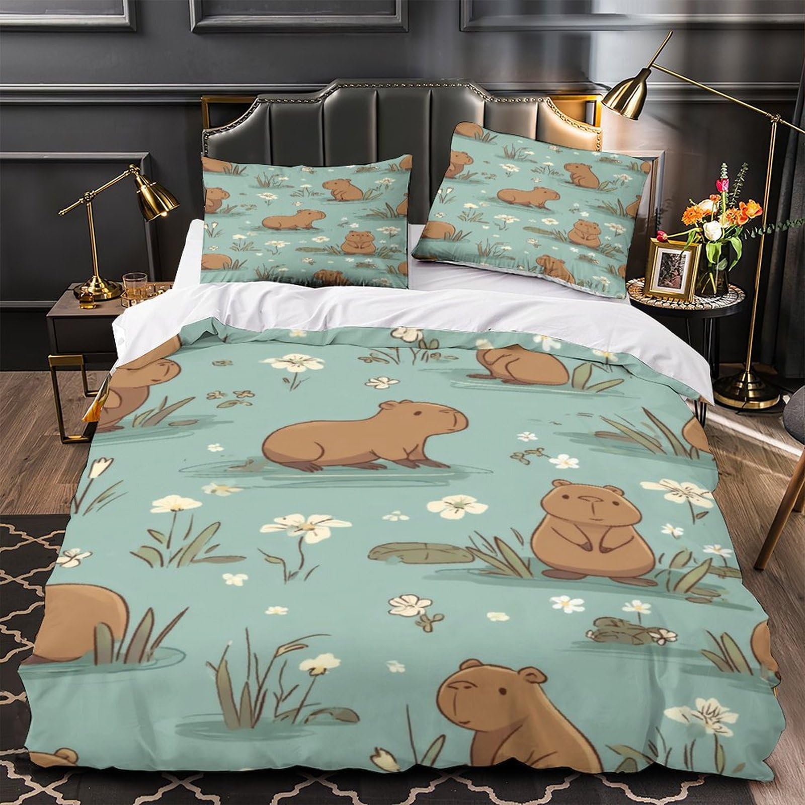 Housse de couette chat calico 3D en microfibre résistante et anti-plis à fermeture éclair